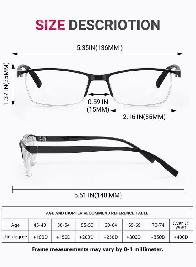 TERAISE 4PCS Fashion Anti-blue light Reading Glasses Men Women Computer Reader(2.25X) - Image 5